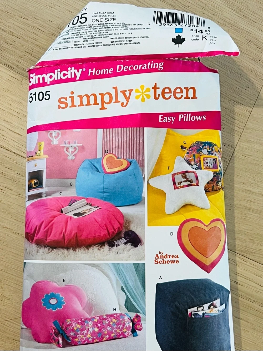 Sewing Pattern Home Pillows & Beanbag Simplicity Simply Teen 5105